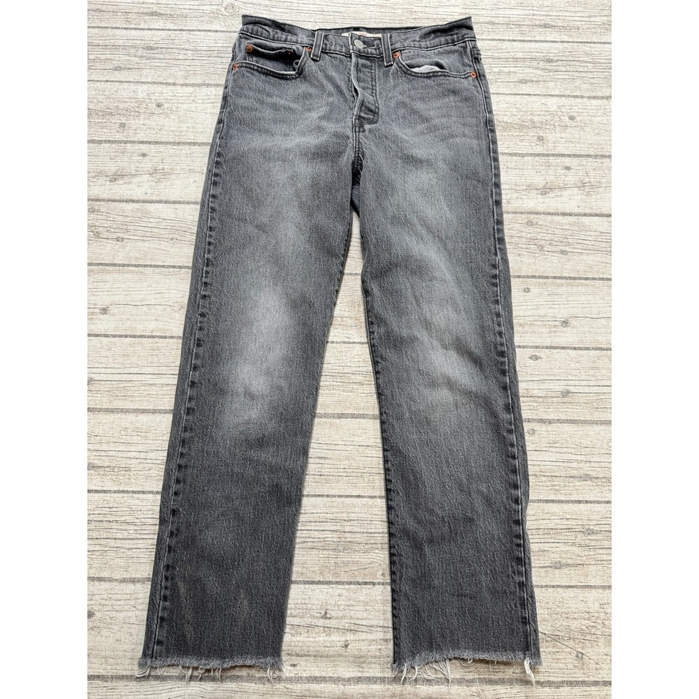 Levi's Jeans Womens 27 Gray Faded Denim Wedgie Straight Leg Button Fly High Rise